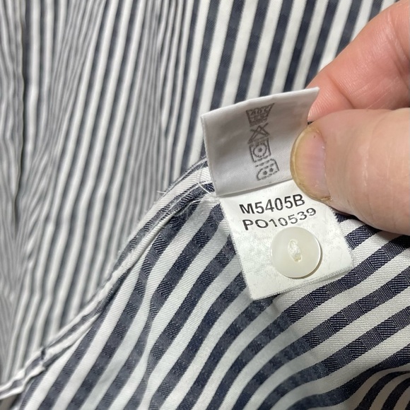 Foxcroft Navy Blue & White Vertical Stripe Button-Down Shirt - Picture 5 of 5